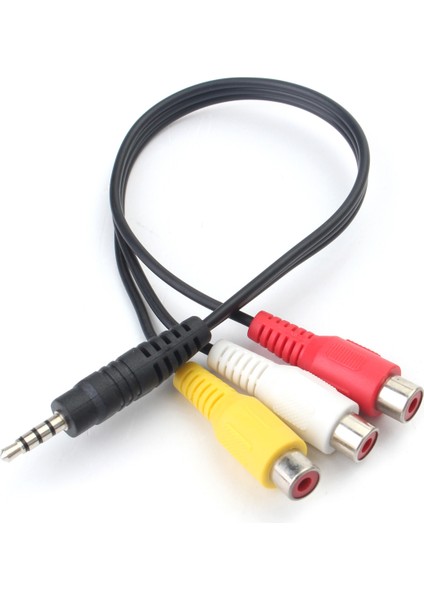 3.5mm Stereo 4 Boğumlu / 3 Rca Dişi 30 cm Kablo