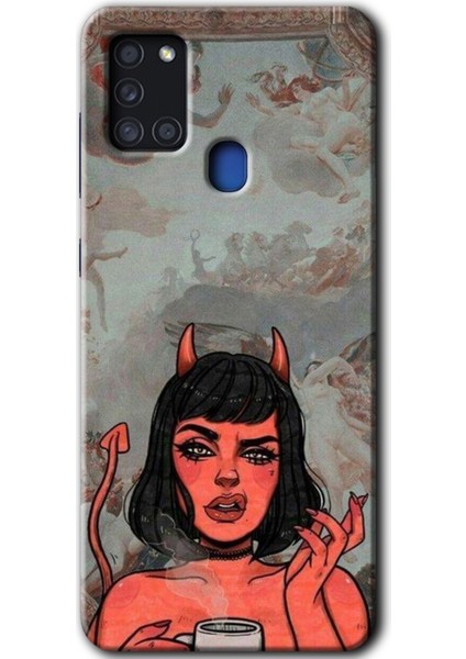 Samsung Galaxy A21S Kılıf Hd Desen Baskılı Arka Kapak - Devil Girl
