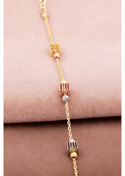 Dorissa Küp Tasarım Altın Yaldızlı Gümüş Bileklik 4022