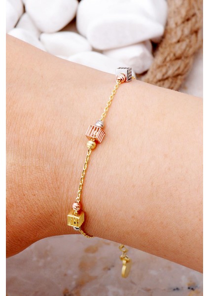 Dorissa Küp Tasarım Altın Yaldızlı Gümüş Bileklik 4022 fiyatları