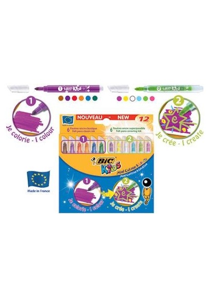 Bic Kids Mini Colour & Create Sihirli Keçeli Boya Kalemi 12 Renk