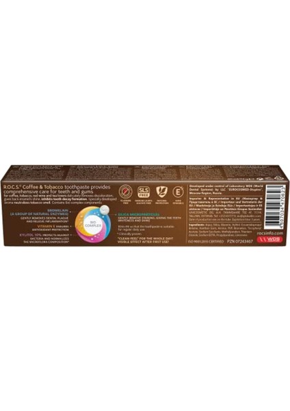 R.o.c.s. Coffee&tobacco Lekelere Karşı Diş Macunu 1 Paket(1 x 74 G) Kategori: Diş Macunu