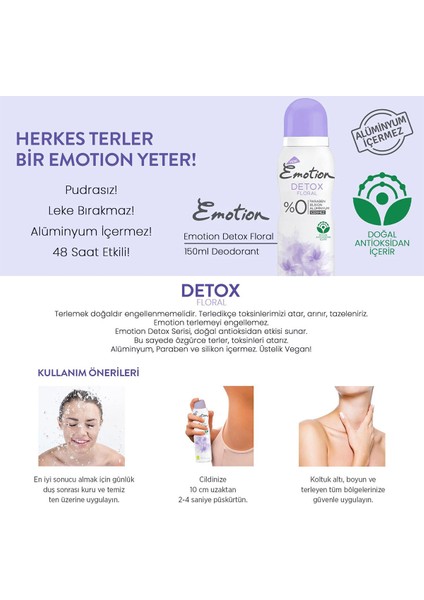 2 Adet Detox Floral Kadın Deodorant Sprey 150 ml