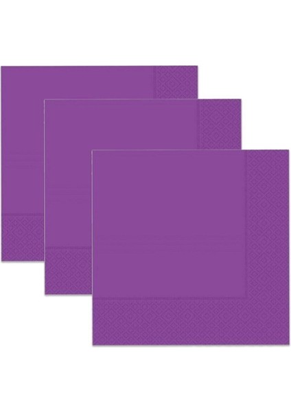 Düz Desenli Mor Peçete 20 Adet