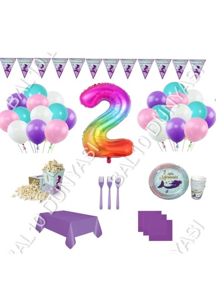 Deniz Kızı Tasarım Deniz Kızı Doğum Günü Seti 2 Yaş