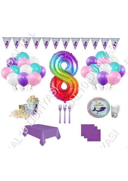 Deniz Kızı Tasarım Deniz Kızı Doğum Günü Seti 8 Yaş