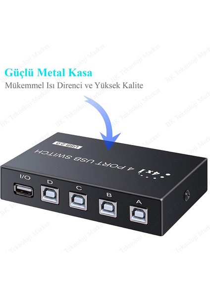 4 Port USB Pc Tarayıcı Yazıcı Değiştirici Switch