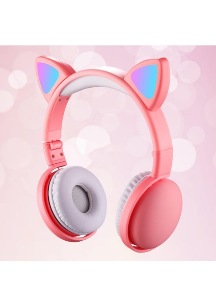 Kedi Kulaklık Stereo Ayarlanabilir Bluetooth 5.0 Kızlar Için Pembe (Yurt Dışından)