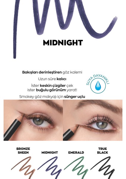 Kohl Sünger Uçlu Suya Dayanıklı Göz Kalemi Midnight fiyatları