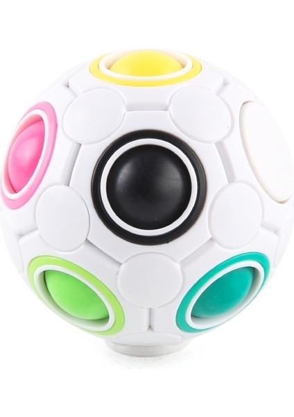 2 Pcs Gyro Gökkuşağı Top Parmak Uçuk Dekompresyon 10 Delikli Rubik Küp Oyuncakları (Beyaz)(Yurt Dışından)