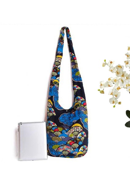 Hippi Crossbody Çantalar Hobo Çantalar Fermuarlı Cep Etnik Tarzı Çanta Koyu Mavi modelleri