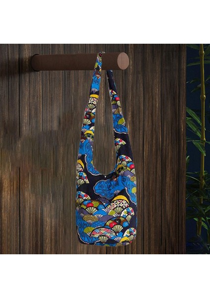 Hippi Crossbody Çantalar Hobo Çantalar Fermuarlı Cep Etnik Tarzı Çanta Koyu Mavi fırsatları