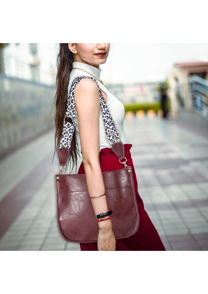 Kadınlar Tek Omuz Çantası Moda Omuz Çantası Cüzdan Seyahat Plaj Şarabı Kırmızı