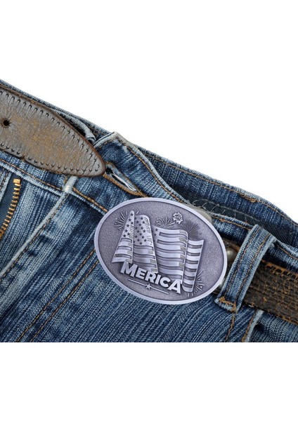 Western Cowboy Kemer Toka Metal Erkek Kadınlar Vintage Style Flaged Backle Gümüş Gri fırsatları