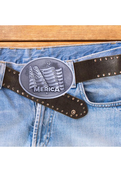 Western Cowboy Kemer Toka Metal Erkek Kadınlar Vintage Style Flaged Backle Gümüş Gri indirimleri