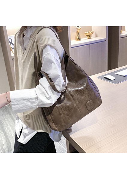 Moda El Çantası Çanta Çanta Çanta Kadın Kızlar Seyahat Yumuşak Pu Omuz Çantası Kahve(Yurt Dışından) modelleri