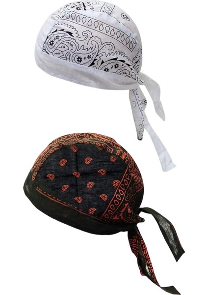 Pirate Hats Bandana Beanie Hafif Nefes Alabası Kask Astarı Beyaz Çiçek