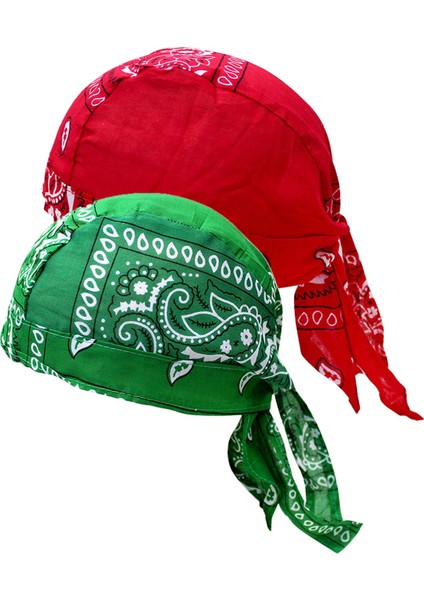 Korsan Şapkalar Bandana Beanie Rap Kask Astar Baş Sargısı Yeşil Kırmızı
