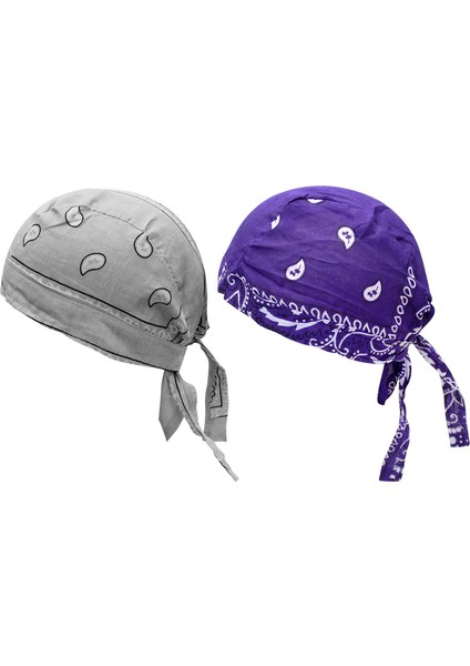 Korsan Şapkalar Bandana Beanie Rap Kask Astar Baş Sargısı Atar Mor Açık Gri