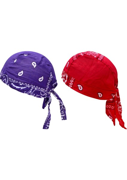 Korsan Şapkalar Bandana Beanie Rap Kask Astar Baş Sargısı Atar Mor Kırmızı