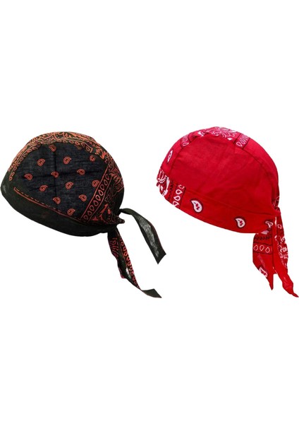 Korsan Şapkalar Bandana Beanie Rap Kask Astar Baş Sargısı Atardı Kırmızı Çiçek