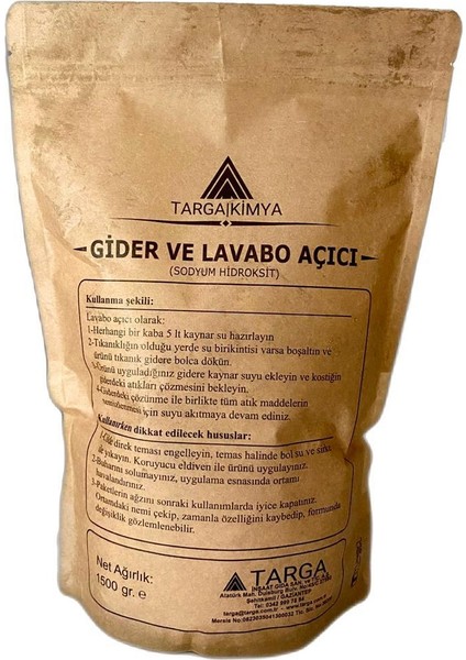 TEDARİK GİDER VE LAVABO AÇICI KOSTİK (SODYUM HİDROKSİT) 1500 GR