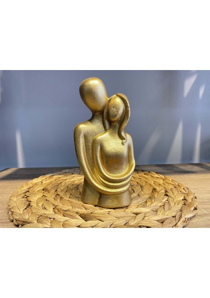 Sarılan Sevgili Aşıklar Biblo - Gold