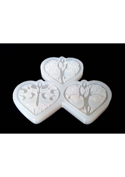 Hm Kalp Figürlü Silikon Takı Kalıbı (3 Lü Model)