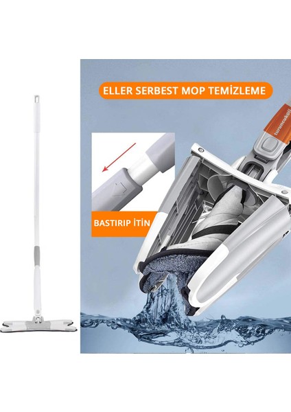 Kendinden Sıkmalı 360 Derece Dönebilen Sihirli x Mop Yer ve Duvar Silme Mop