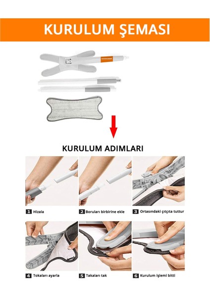 Kendinden Sıkmalı 360 Derece Dönebilen Sihirli x Mop Yer ve Duvar Silme Mop