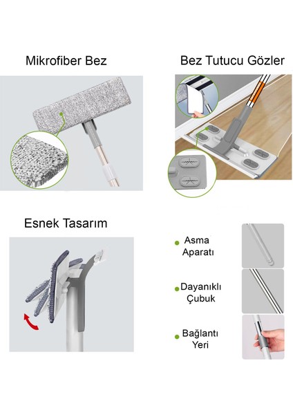 Yumuşak Silikon Mop Duvar Tavan Köşe Yer Silme Paspası
