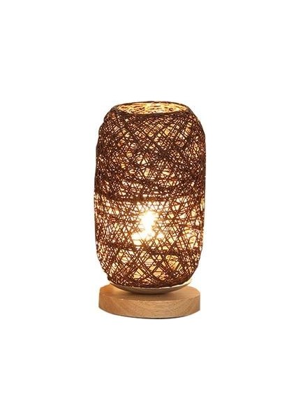 Nordic Ahşap Masa Lambası Oturma Odası Yatak Odası Başucu Lambaları Sanat Dekorasyon Masası Rattan Sicim Lamba Top Işıkları USB Şarj | Masa Lambaları (Yurt Dışından)