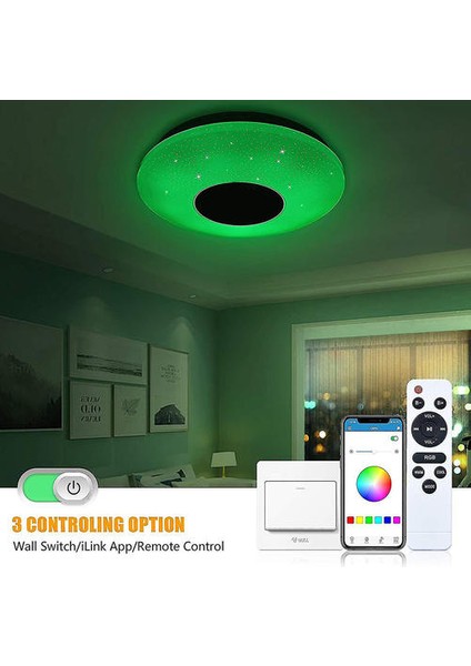 Lambalar Akıllı LED Tavan Işık 32 W 40.5 cm Tavan Lambası Bluetooth Hoparlör Rgb Renk Sıcaklığı (Yurt Dışından)