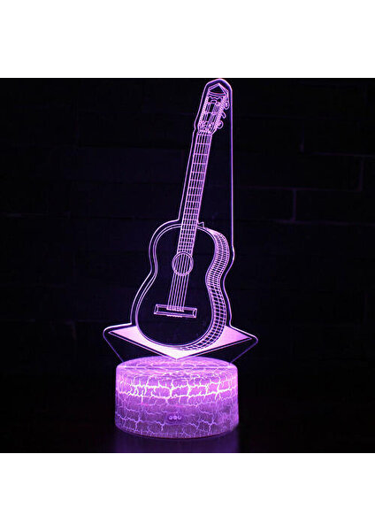 (C) 3D LED Gece Işıkları Gitar Lambası Illusion 7 Renk Değiştirme Masa Masası Lambası Hediyeler (Yurt Dışından)