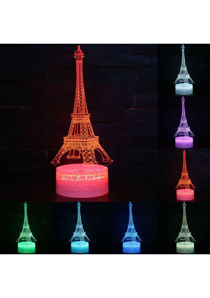 3D Eyfel Kulesi LED Gece Lambası 7 Renkler Değiştirme Masa Masası Lambaları Çocuklar Hediyeler (Yurt Dışından)
