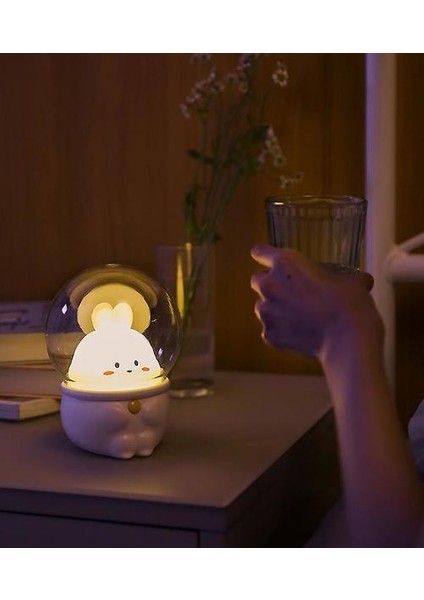 Kedi ve Tavşan Gece Lambası USB Şarj Mini Yatak Odası 3-Hızlı Ayarlanabilir (Tavşan) (Yurt Dışından)