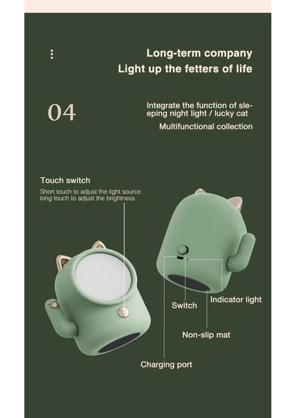 Masa Lambaları LED Gece Işık Dokunmatik Dim USB Şarj Şanslı Kedi Sevimli Başucu Lambası Yatak Odası Dekor Ev Için Çocuk Yaratıcı Hediye | LED Gece Işıkları (Yurt Dışından)