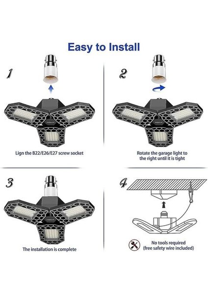 Lambalar LED Garaj Işıkları 60 W LED Garaj Tavan Işıkları 6000LM Garaj Aydınlatma Deforme Olabilir LED Mağaza (Yurt Dışından) fırsatları