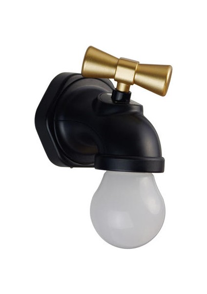 Yaratıcı Musluk Gece Lambası, 2.5 W USB Şarj Edilebilir Başucu Masa Lambası, Koridor Giriş Merdiven LED Duvar Lambası, Siyah (Yurt Dışından)