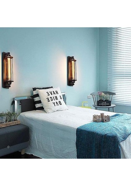 Amerikan Retro LED E27 Endüstriyel Stil Dekorasyon Duvar Lambası Başucu Fuaye Çalışma Balkon Koridor Kahve Dükkanı Restoran Duvar Lambası (Ampul Olmadan) (Siyah) (Yurt Dışından)