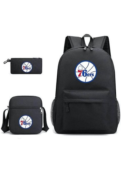 3 Adet / Takım Nba Okul Çantası Philadelphia 76ERS Satchel Sırt Çantası ile Kalem Çantası Messenger Çanta (Yurt Dışından)