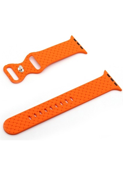 Apple Watch Serisi 7 41MM / 6 & 5 & 4 40MM / 3 & 2 & 1 38MM (Turuncu) Için Örgü Doku Izleme Bandı