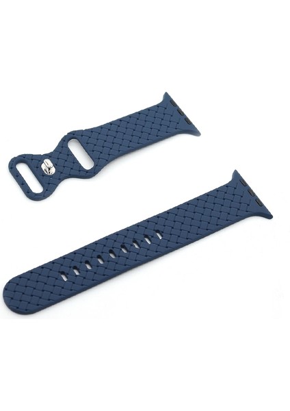 Apple Watch Serisi 7 45MM / 6 & Se & 5 & 4 44MM / 3 & 2 & 1 42MM (Midnight Mavi) Için Örgü Doku Izleme Bandı indirimleri