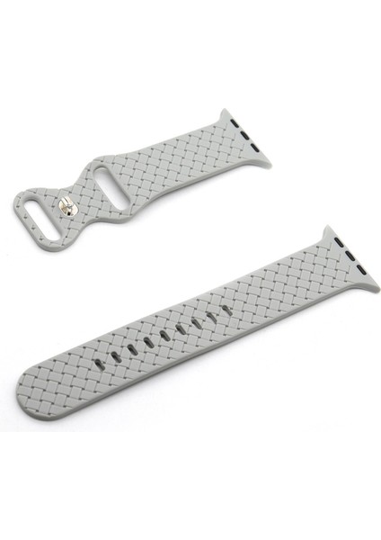 Apple Watch Serisi 7 45MM / 6 & Se & 4 44MM / 3 & 2 & 1 42MM (Gri) Için Örgü Doku Izleme Bandı