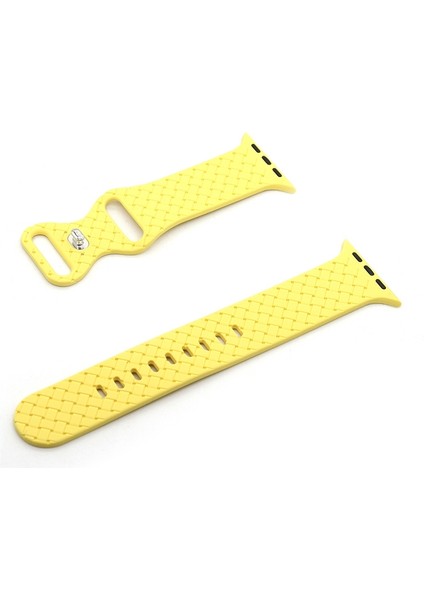 Apple Watch Serisi 7 41MM / 6 & 5 & 4 40MM / 3 & 2 & 1 38MM (Sarı) Için Örgü Doku Izleme Bandı