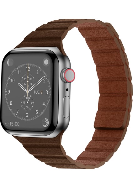 Apple Watch 7 45MM / 6 & Se & 5 & 4 44MM / 3 & 2 & 1 42MM (Kahverengi) Için Kayış