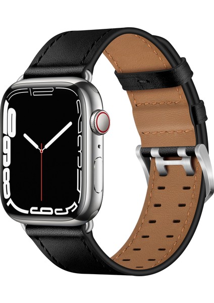 Apple Watch 7 41MM / 6 & Se & 5 & 4 40MM / 3 & 2 ve 1 38MM (Siyah Gümüş Toka) Için Kayış