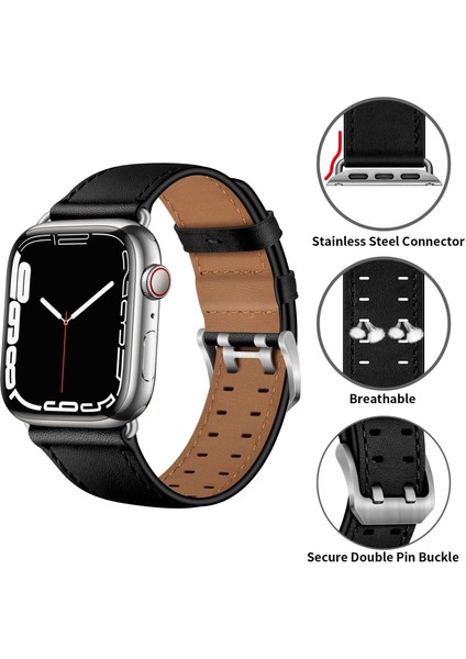 Apple Watch 7 41MM / 6 & Se & 5 & 4 40MM / 3 & 2 ve 1 38MM (Siyah Gümüş Toka) Için Kayış fiyatları