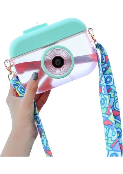 Kamera Plastik Kupa Çocuklar Saman Suyu Kupası Seyahat Eğlence Su Kupası (Mavi)