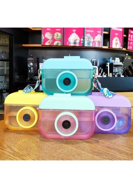 Kamera Plastik Kupa Çocuklar Saman Suyu Kupası Seyahat Eğlence Su Kupası (Mavi) fiyatları